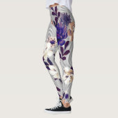 Frühlingsblumen Schwarzes Silhouette Muster Leggings (Links)