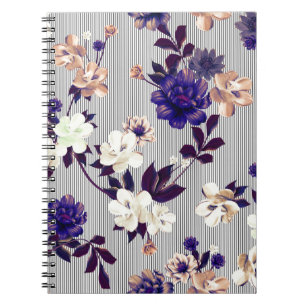 Frühlingsblumen Schwarzes Silhouette Muster Notizblock
