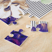 Frühlingsblumen Schwarzes Silhouette Muster Puzzle (Seite)