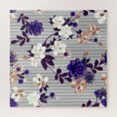 Frühlingsblumen Schwarzes Silhouette Muster Puzzle (Horizontal)