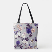 Frühlingsblumen Schwarzes Silhouette Muster Tasche (Rückseite)