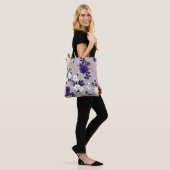Frühlingsblumen Schwarzes Silhouette Muster Tasche (Am Model)
