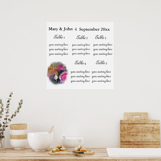 Frühlingsblumen Sitzplan. Poster (Küche)