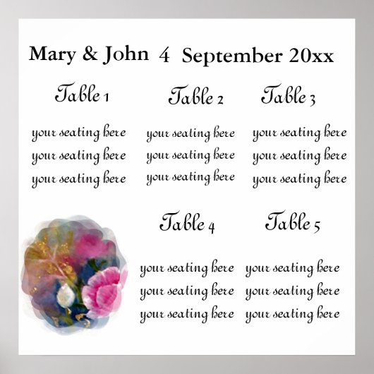 Frühlingsblumen Sitzplan. Poster (Vorne)