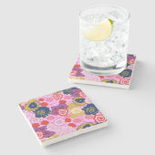 Frühlingsblumen Steinuntersetzer (Seitenansicht)