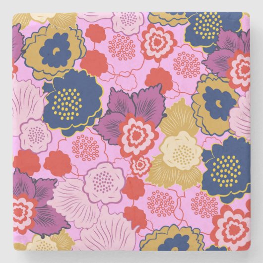 Frühlingsblumen Steinuntersetzer (Vorderseite)