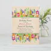 Frühlingsblumen Sweet 16 Geburtstag Picnic Party Einladung (Stehend Vorderseite)