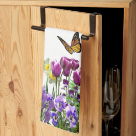 Frühlingsblumen Tulips Nadelhölzer Saisonale Hand  Geschirrtuch