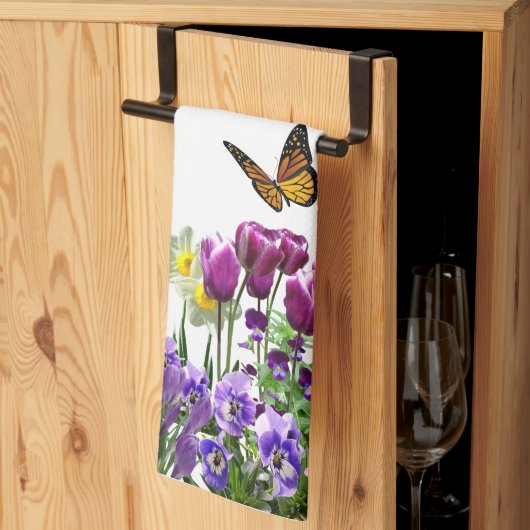 Frühlingsblumen Tulips Nadelhölzer Saisonale Hand Geschirrtuch (Drittel gefaltet)