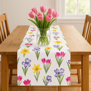 Frühlingsblumen Tulpen Narzissen Schwertlilien Kurzer Tischläufer
