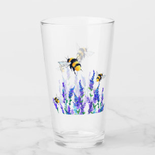 Frühlingsblumen und Bienen, die Gläser fliegen