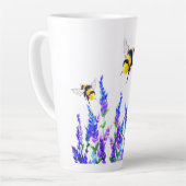 Frühlingsblumen und Bienen fliegen Latte-Tasse Milchtasse (Linke Ecke)