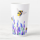 Frühlingsblumen und Bienen fliegen Latte-Tasse Milchtasse (Vorderseite)