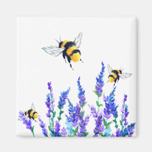Frühlingsblumen und Bienen fliegen Magnet-Geschenk Magnet