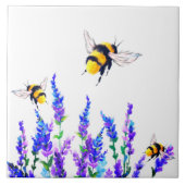 Frühlingsblumen und Bienen Fliegender Keramik Tile Fliese (Vorderseite)