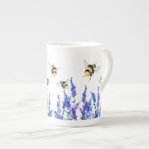 Frühlingsblumen und Bienen Fliegengebirge Knochen- Porzellantasse