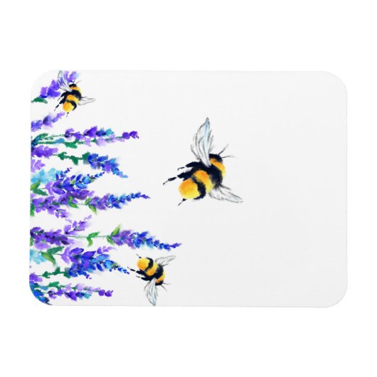 Frühlingsblumen und Bienen-Fliegenmagnet Magnet (Horizontal)