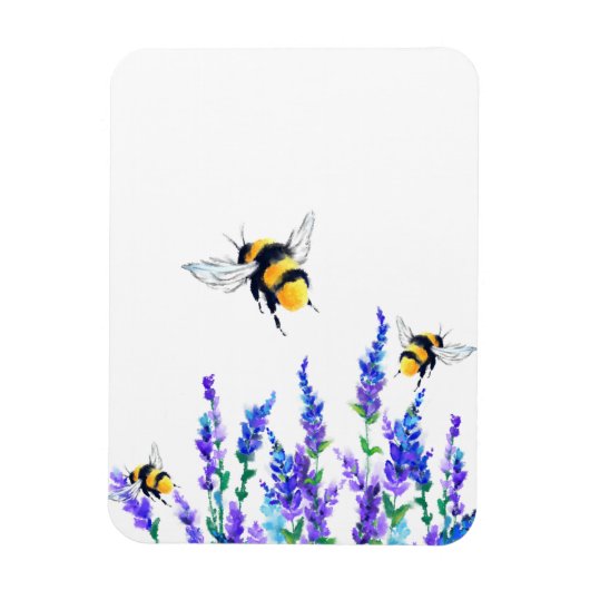 Frühlingsblumen und Bienen-Fliegenmagnet Magnet (Vertikal)