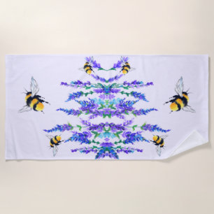 Frühlingsblumen und Bienen Flying Beach Handtuch