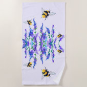 Frühlingsblumen und Bienen Flying Beach Handtuch (Vorderseite)