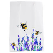 Frühlingsblumen und Bienen-Flying-Geschenktasche Mittlere Geschenktüte (Rückseite)
