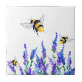 Frühlingsblumen und Bienen Keramik Tile Fliese (Vorderseite)