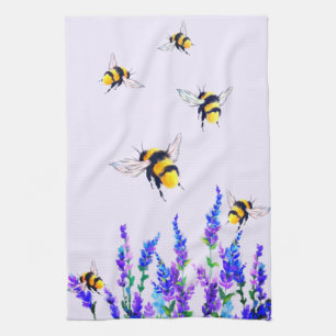 Frühlingsblumen und Bienen Küchentücher