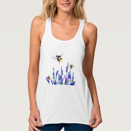 Frühlingsblumen und Bienen-Tank Tank Top (Vorderseite)