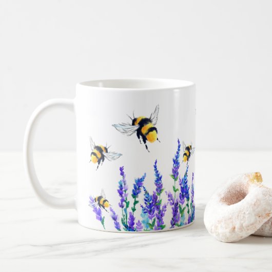 Frühlingsblumen und Bienen Tasse (Mit Donut)