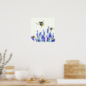 Frühlingsblumen und Bienenmalerei Poster (Küche)