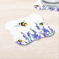 Frühlingsblumen und Bienenpapier-Untersetzer