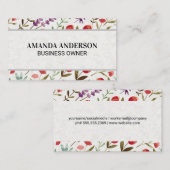 Frühlingsblumen und Blätter Dekoratives Muster Visitenkarte (Vorne/Hinten)