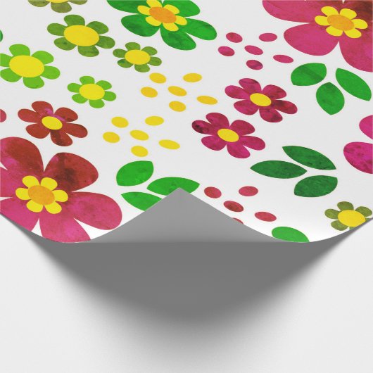 Frühlingsblumen und Blätter Muster Geschenkpapier (Ecke)