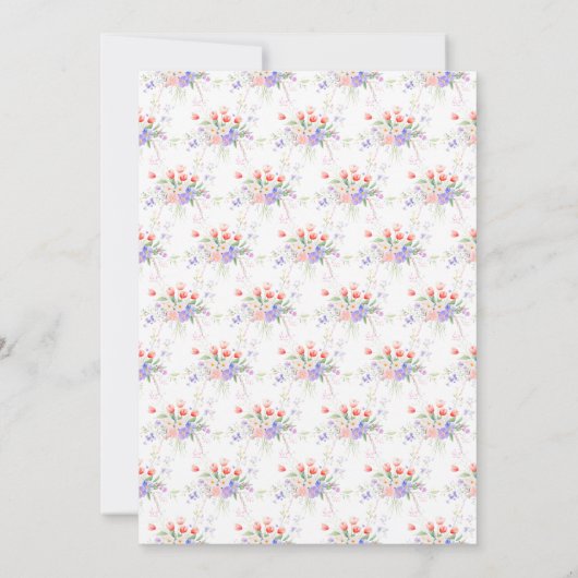 Frühlingsblumen und Brautparty von Vögeln Einladung (Rückseite)