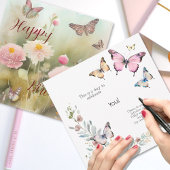 Frühlingsblumen und Butterfly Wasserfarbe Geburtst Karte