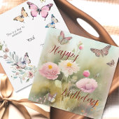 Frühlingsblumen und Butterfly Wasserfarbe Geburtst Karte