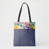 Frühlingsblumen und Denim Tasche (Vorderseite)