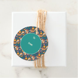 Frühlingsblumen und Eichhörnchen Geschenkanhänger