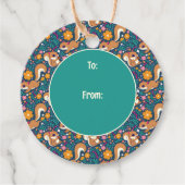 Frühlingsblumen und Eichhörnchen Geschenkanhänger (Vorderseite)