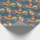 Frühlingsblumen und Eichhörnchen Geschenkpapier (Ecke)