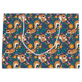 Frühlingsblumen und Eichhörnchen Große Geschenktüte