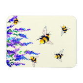 Frühlingsblumen und fliegende Bienen-Magnet Magnet (Horizontal)