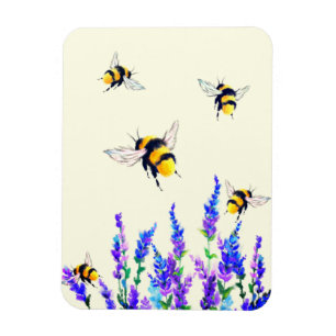 Frühlingsblumen und fliegende Bienen-Magnet Magnet