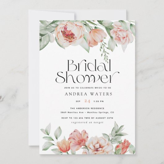 Frühlingsblumen und Grünpflanzen | BRAUTPARTY Einladung (Vorderseite)