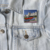 Frühlingsblumen und historischer Bahnhof, Button (Beispiel)