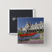 Frühlingsblumen und historischer Bahnhof, Button (Vorne & Hinten)