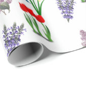 Frühlingsblumen und Hummingbird Geschenkpapier (Rolleneckpunkt)