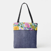 Frühlingsblumen und Jeans Tasche (Rückseite)