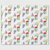 Frühlingsblumen und Kolibri  Geschenkpapier (Flach)