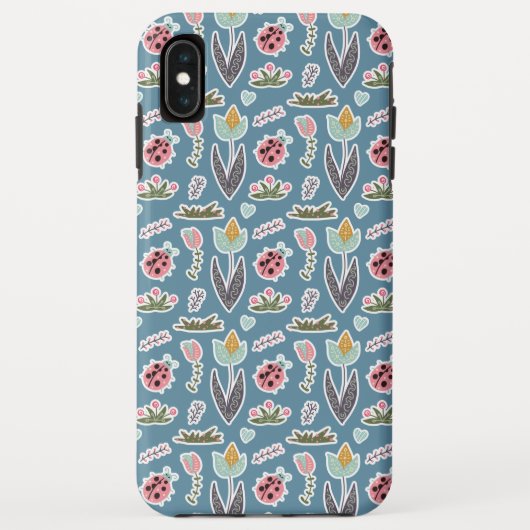 Frühlingsblumen und Ladybug Muster Case-Mate iPhone Hülle (Rückseite)